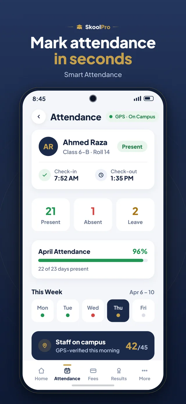 SkoolPro app — Smart Attendance