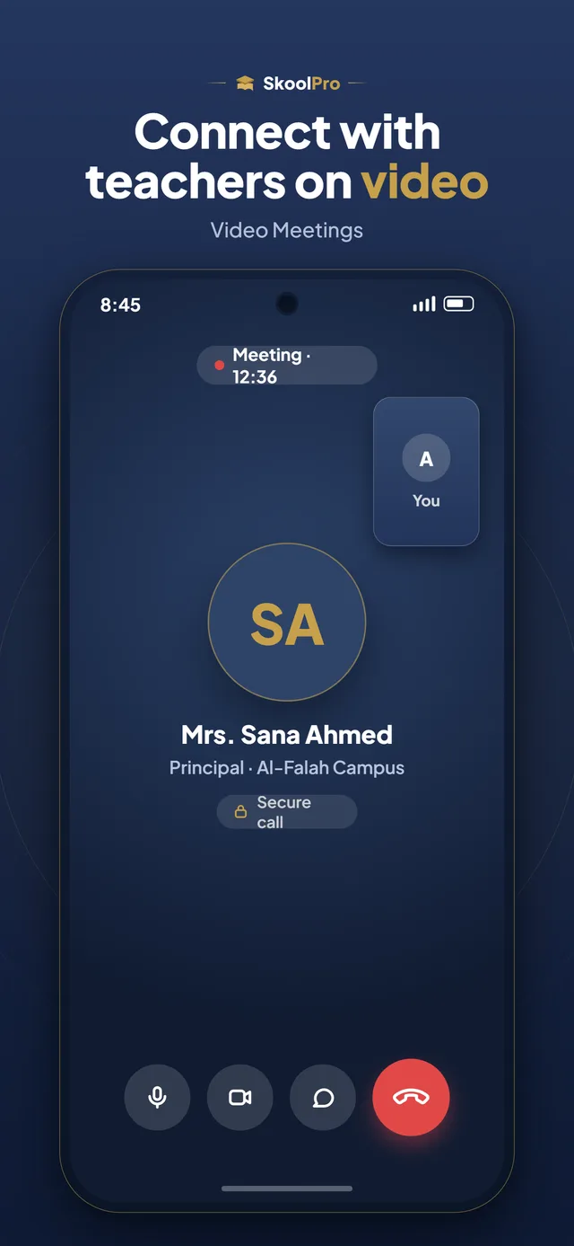 SkoolPro app — Video Meetings